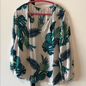 White tropical print blouse